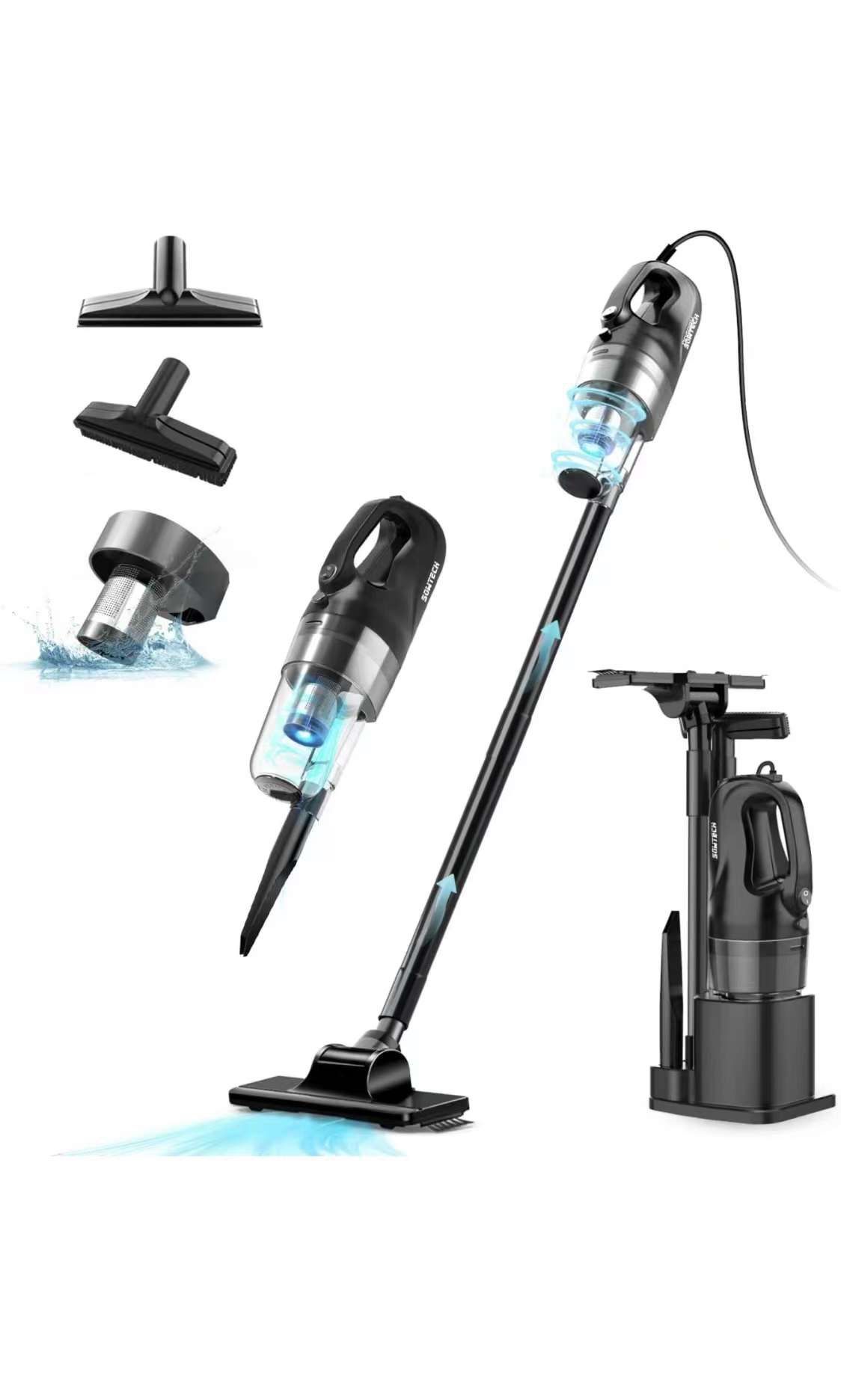 Corded Stick Vacuum Cleaner,17KPa Powerful Suction with 32Ft Cord, Cyclonic Suction System, Lightweight 6 in 1 Handheld Vacuum for Hard Floor, Pet Hai