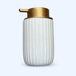 Ceramic Foaming Soap Dispenser with Gold Pump - White Speckled 12 oz