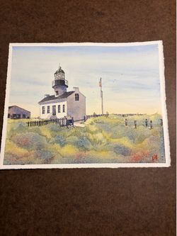 San Diego Lighthouse - 8x10 Original Watercolor Painting