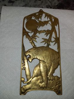 Brass Tiger N Moon Decor