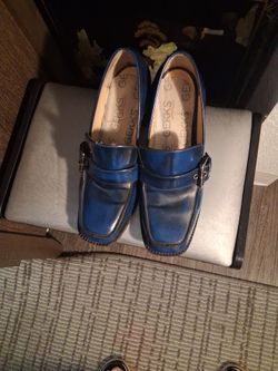 Gekks Blue Leather Buckle Loafers
