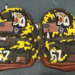 Polo Ralph Lauren Camo Tiger Flag Patch Logo Travel Backpack Bag Premium New