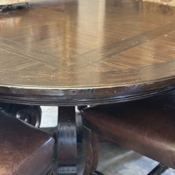 Heirloom Walnut Table with Dining Chairs and Benches