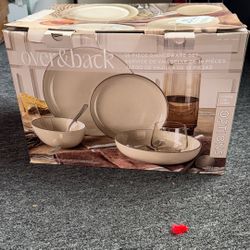 BRAND NEW Over And Back Full Stoneware Dish Set