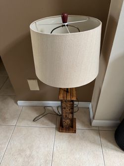 Wood Table Lamp with Linen Shade