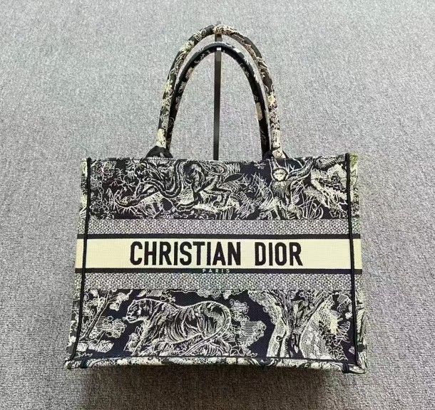 Dior Blue Zoo Yves Embroidered Tote Bag Handbag