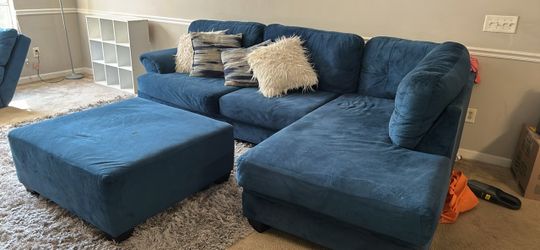 Blue velvet sofa