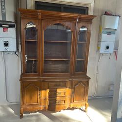 vintage furniture, solid wood, dining set, china cabinet, farmhouse, traditional dining table