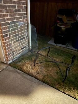 Free metal coffee table with glass top
