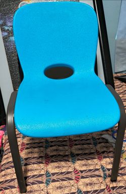 Kids Blue Plastic Chair with Metal Frame