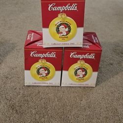 3 2002 Campbell's Collector's Edition Christmas Ornaments