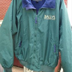 Men's .. XL .. Bally's Atlantic City Jacket .. green outside dark blue fleece inside. Made by Tri-Mountain (maker of promotional clothing). Jacket has