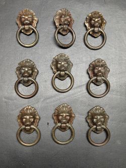 Rare antique lion head dresser drawer pulls
