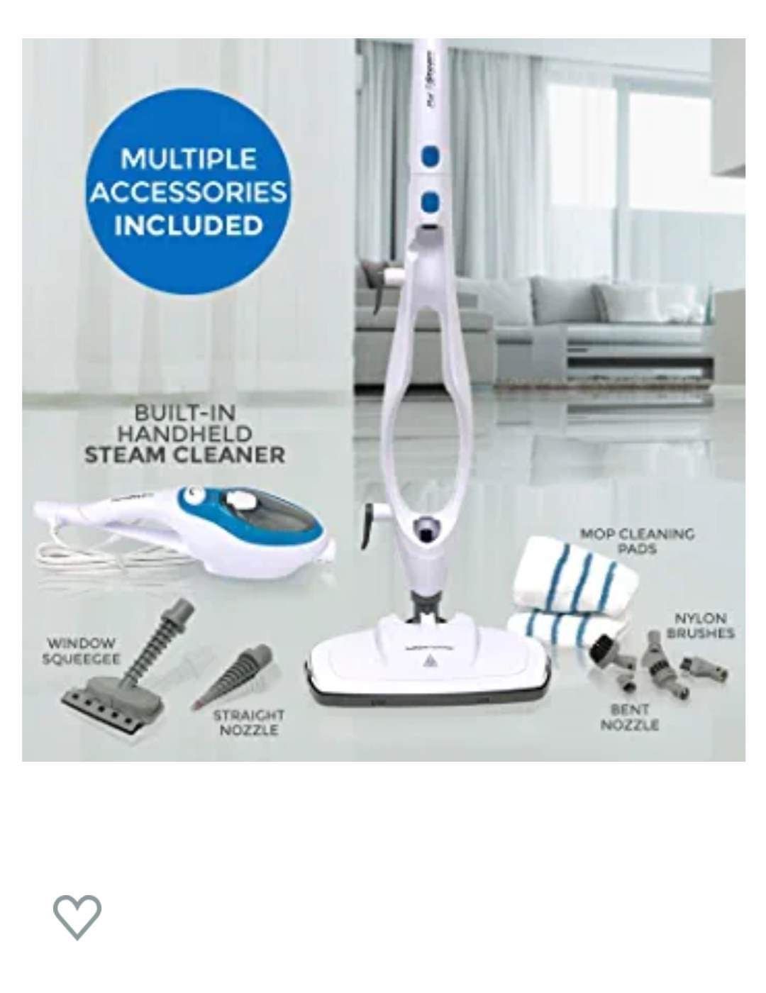 PurSteam Steam Mop Cleaner 10-in-1 with Convenient Detachable Handheld Unit, Laminate/Hardwood/Tiles/Carpet Kitchen - Garment - Clothes - Pet Friendly