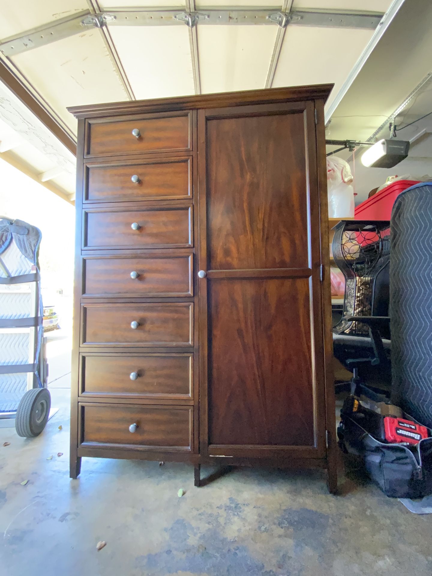 Solid Wood Bedroom Dresser with Side Cabinet