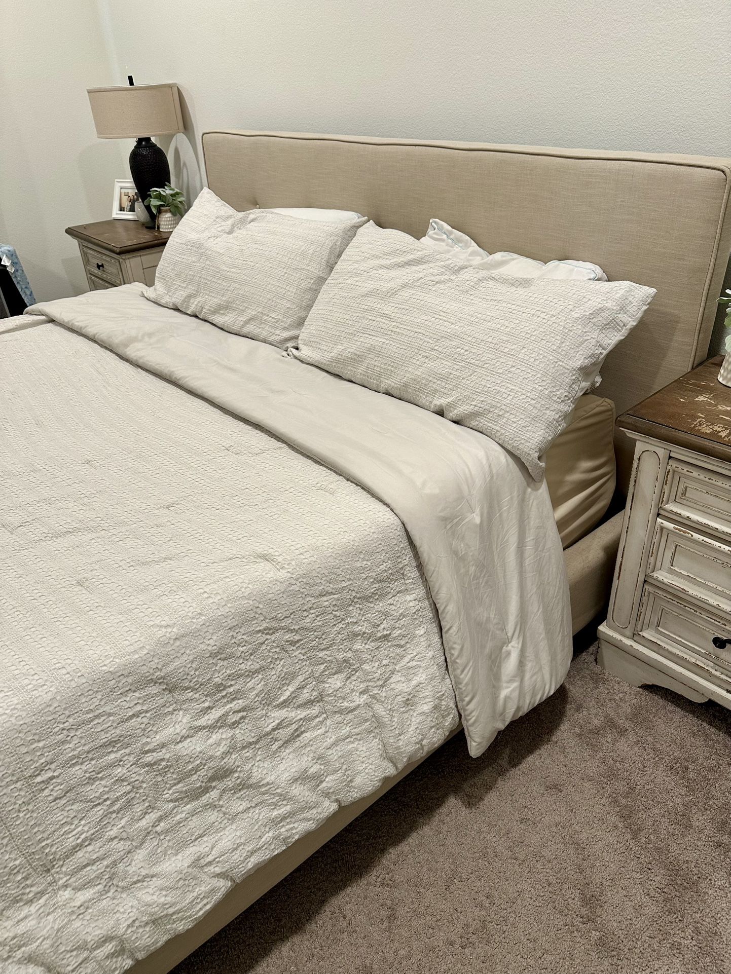 King Size Bed Frame. Box Spring & Mattress Included.