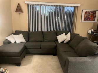 Dark Gray Fabric Sectional Sofa with Chaise