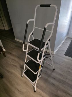 Support Plus 4-Step Folding Safety Ladder w/ Handrails