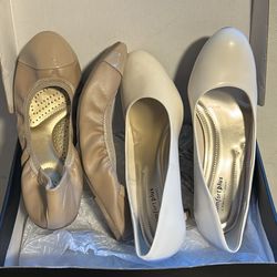 Ballerina Flat And White Heel