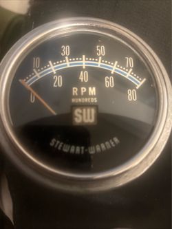 NOS Vintage 1960s Stewart Warner Twin Blue 8K Tachometer & Sending Unit - Never Used!