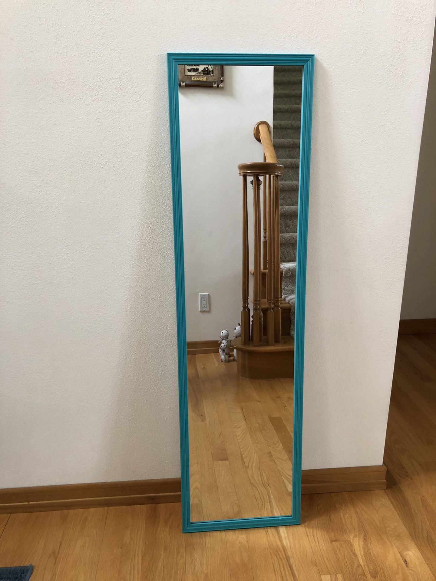 Teal framed full length mirror