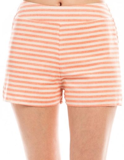 NEW Bo Bel Peach Striped High Waisted Shorts Size Medium