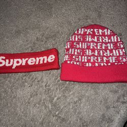 Supreme Repeat Beanie Red