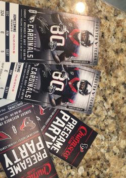 Texans vs Cardinals Section 324 Row E seats 5/6