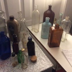 Vintage Assortment Old Bottles  Up Date Total 17. Pickup Only.