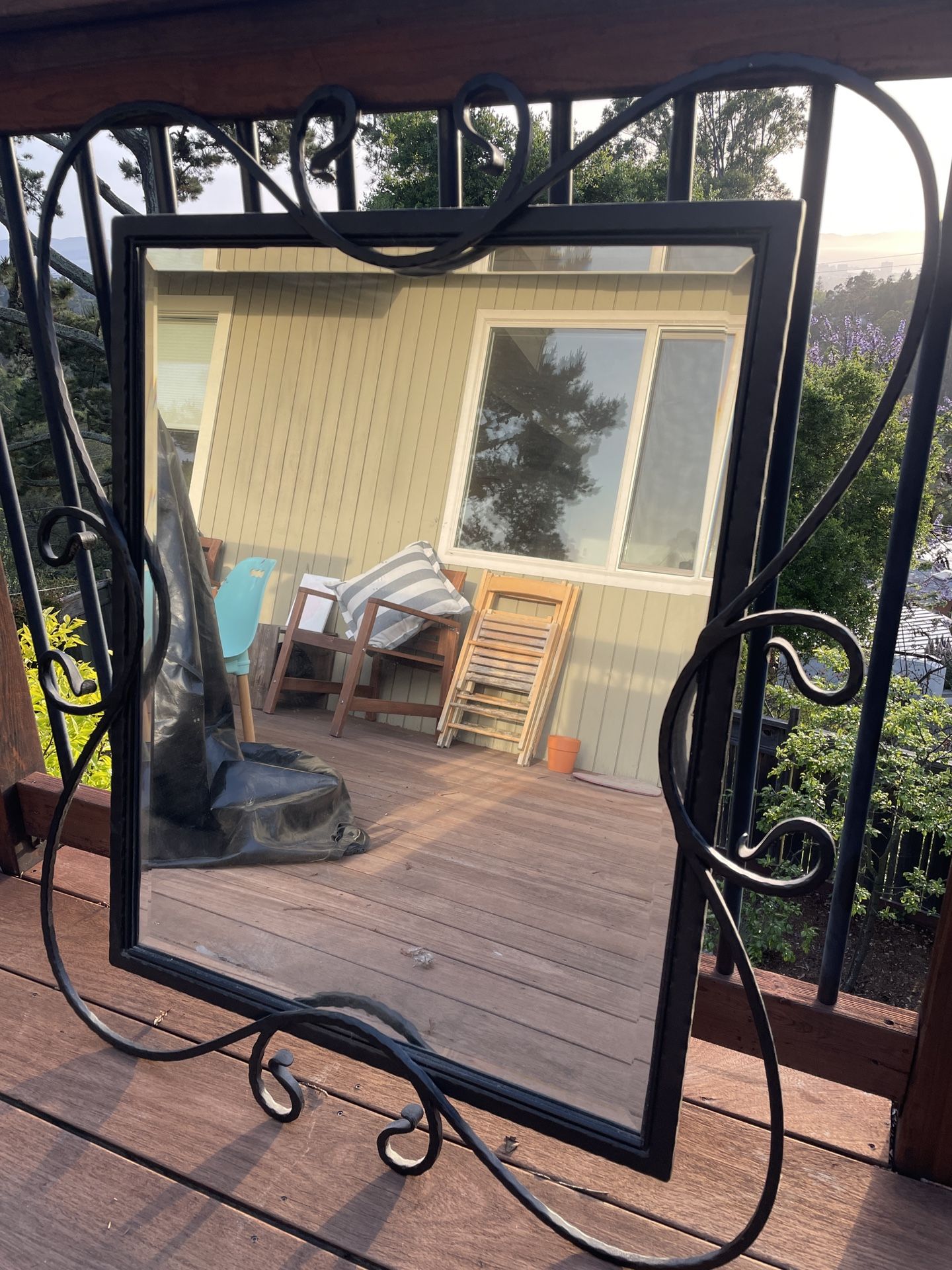 Vintage Decorative Mirror With Metal Frame 