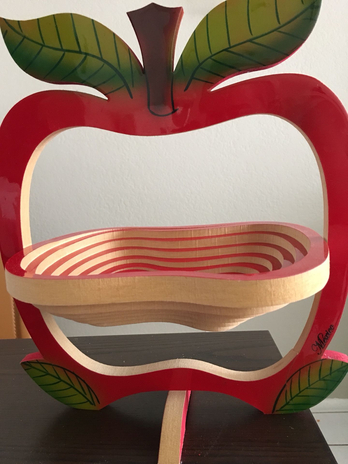 New red fruit basket or for different purpose handmade wood in mexico