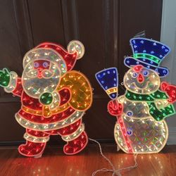 Santa and Snowman lighted