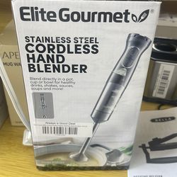 EliteGourmet Stainless Steel Cordless Hand Blender