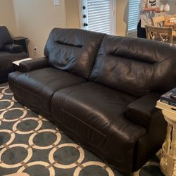 Macys Italian Real Leather Recliner Sofa Like New Condition