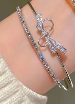 Elegant bow women jewelry  color sliver