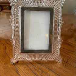 Vintage Picture Frame Clear Glass with Silver Plated Rim and Table Stand 