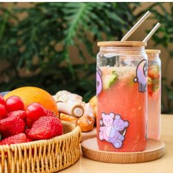 GLASS CUPS WITH BAMBOO LIDS