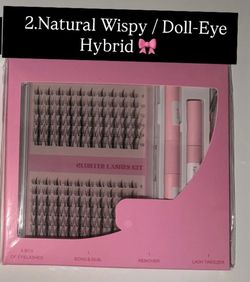 Natural wispy / doll eye hybrid lash cluster kit