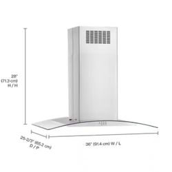 36 in. 400 CFM Curved Glass Island Mount Range Hood with Light in Stainless Steel