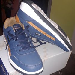 MEN'S FASHION LEATHER SHOES CASUAL SNEAKERS DARK BLUE SIZE 9