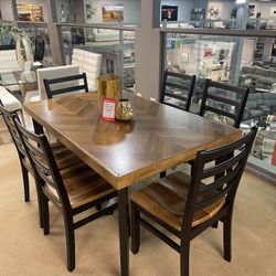Blondon Brown & Black Dining Room Set (Set of 7)
