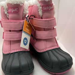 New Cat And Jack Pink Snow Boots Kids Size 12