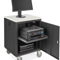 Uline H-7549 - Mobile Locking AV Storage Cabinet – Computer, Printer 23"×25"×35" Steel