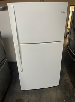Whirlpool Top Freezer Fridge – White, Glass Shelves, Clean