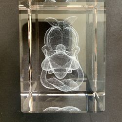 Disney GOOFY 3D Laser Etched Crystal Glass Paperweight