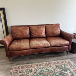Distressed Leather Couch