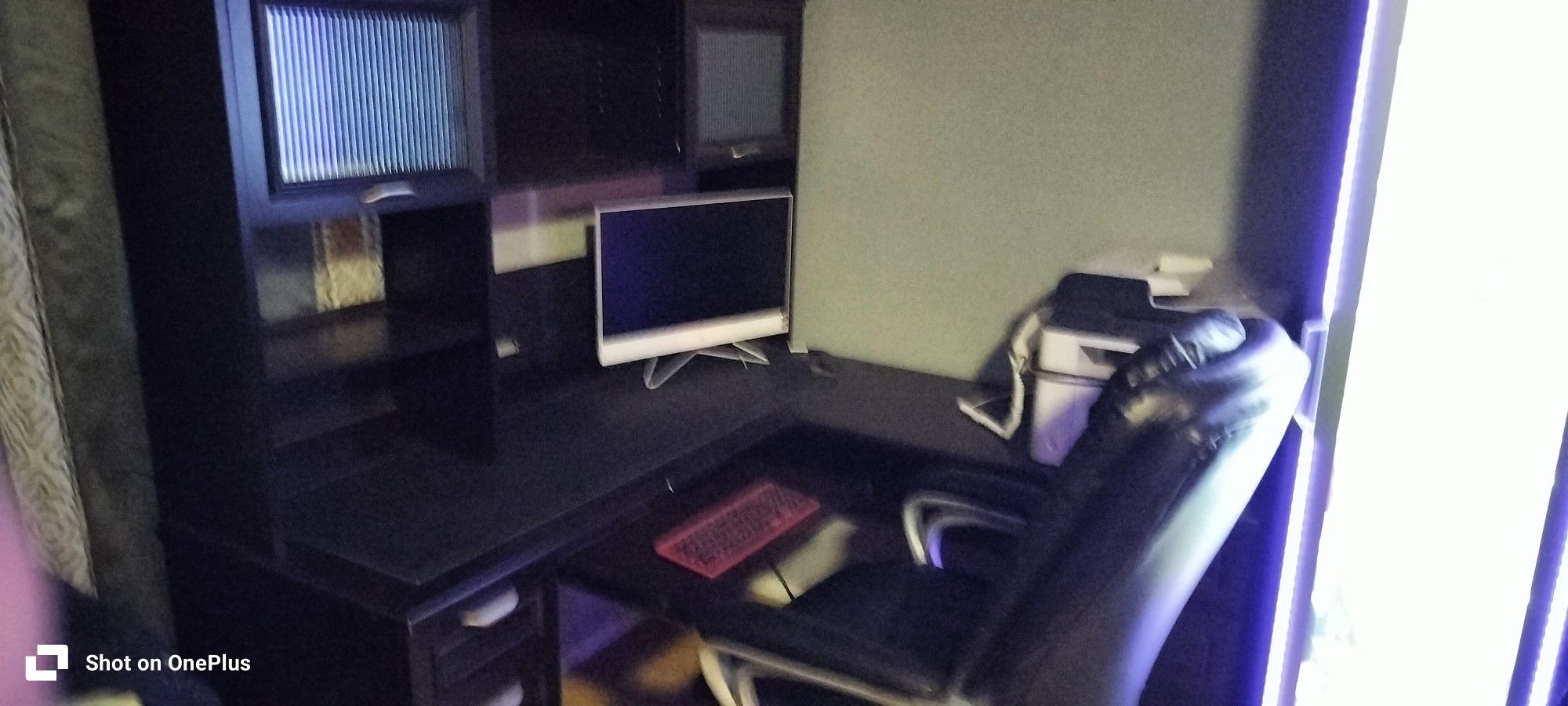 Desk With Chair HP ComputerAnd Fax And Printer