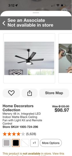 48” MERWRY BLACK CEILING FAN W REMOTE  NEW