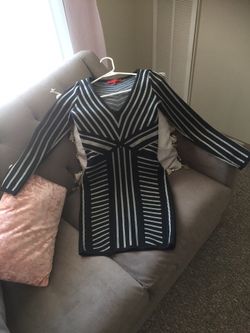 Beautiful black and sparkly silver bandage dress size small (stretchy) $25 like new