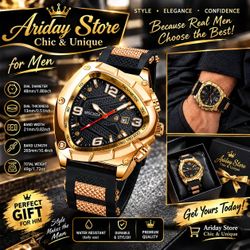 MSCXDX Men's Gold and Dark Chronograph Watch